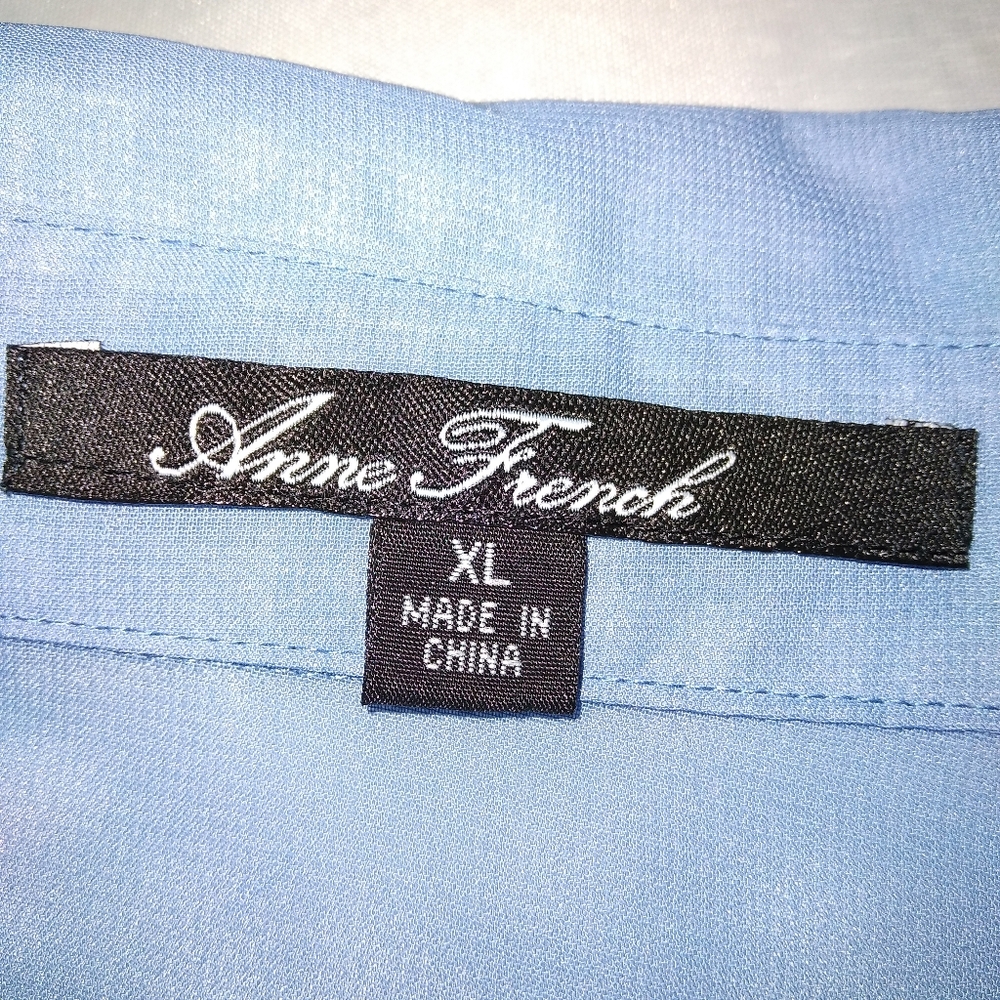 Women's Sheer Blue Button-Up Blouse - Picture 4 of 8